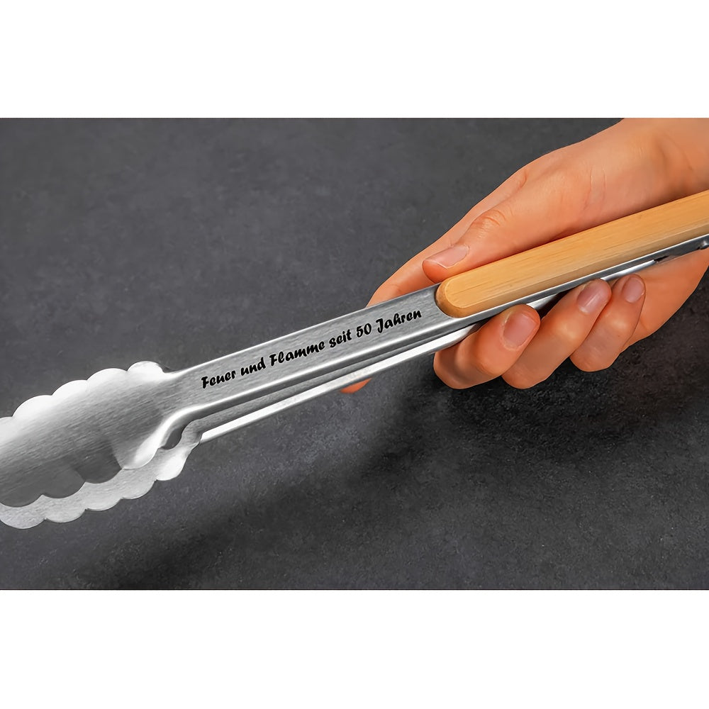 Vasvat 40cm stainless steel braai tongs with bamboo handle