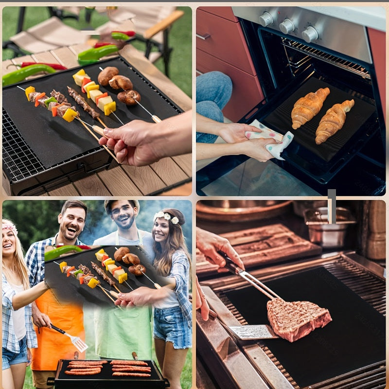 Braai mats in use on the grill and in the oven